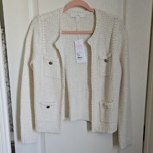 NWT $158 Lilly Pulitzer Coconut Metallic Cardigan Size Small